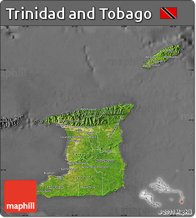 Satellite Map of Trinidad and Tobago, desaturated