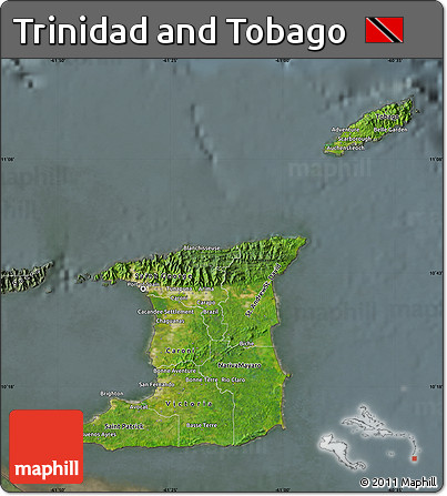 Satellite Map of Trinidad and Tobago, semi-desaturated