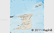 Shaded Relief Map of Trinidad and Tobago, darken, semi-desaturated, land only