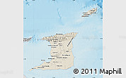 Shaded Relief Map of Trinidad and Tobago, desaturated, land only