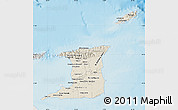 Shaded Relief Map of Trinidad and Tobago, lighten, semi-desaturated, land only