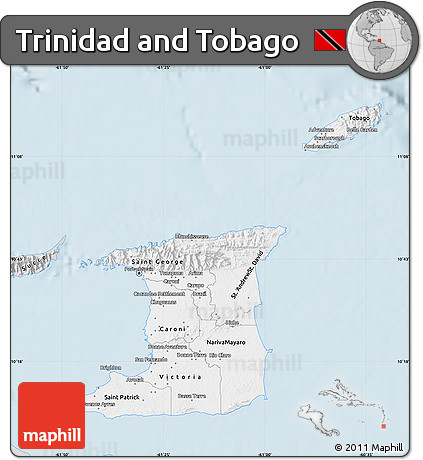 Silver Style Map of Trinidad and Tobago