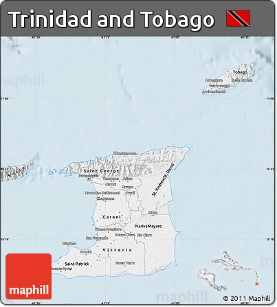 Silver Style Map of Trinidad and Tobago