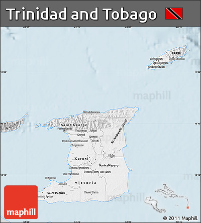 Silver Style Map of Trinidad and Tobago