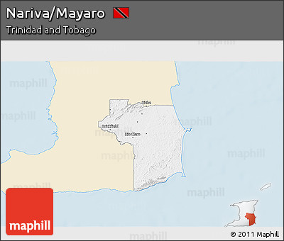 Classic Style 3D Map of Nariva/Mayaro, single color outside