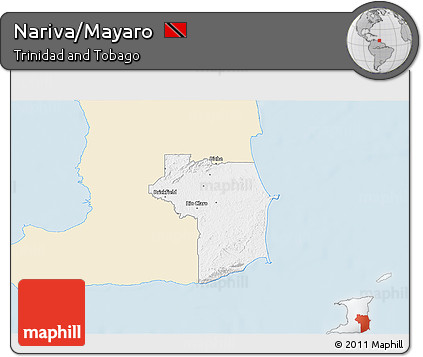 Classic Style 3D Map of Nariva/Mayaro, single color outside