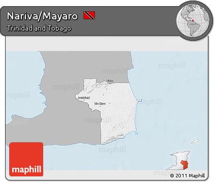 Gray 3D Map of Nariva/Mayaro, single color outside