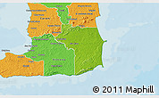 Physical 3D Map of Nariva/Mayaro, political outside