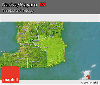 Physical 3D Map of Nariva/Mayaro, satellite outside