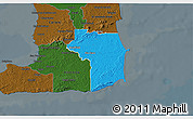 Political 3D Map of Nariva/Mayaro, darken