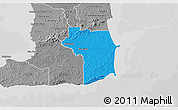 Political 3D Map of Nariva/Mayaro, desaturated