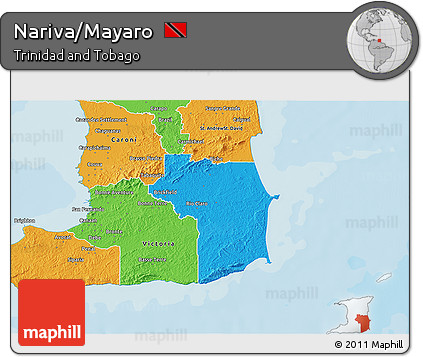 Political 3D Map of Nariva/Mayaro