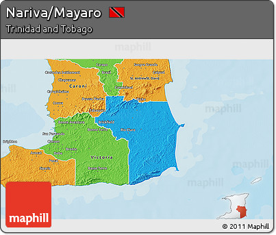 Political 3D Map of Nariva/Mayaro