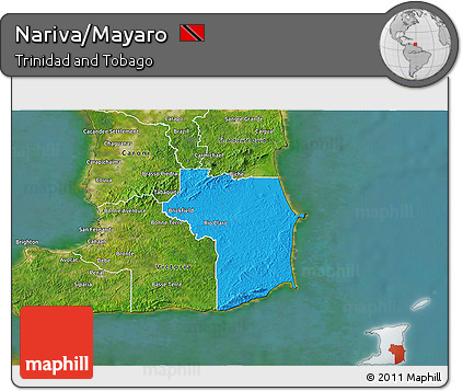 Political 3D Map of Nariva/Mayaro, satellite outside