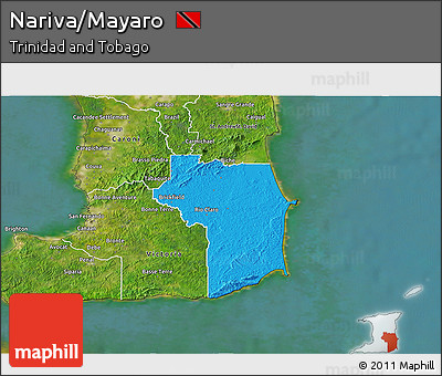 Political 3D Map of Nariva/Mayaro, satellite outside