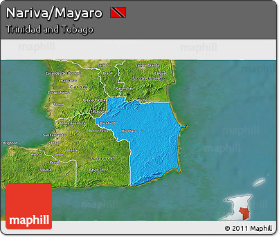 Political 3D Map of Nariva/Mayaro, satellite outside