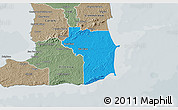 Political 3D Map of Nariva/Mayaro, semi-desaturated