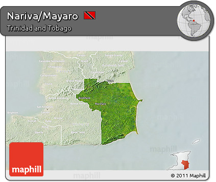 Satellite 3D Map of Nariva/Mayaro, lighten