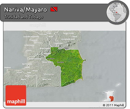 Satellite 3D Map of Nariva/Mayaro, lighten, semi-desaturated