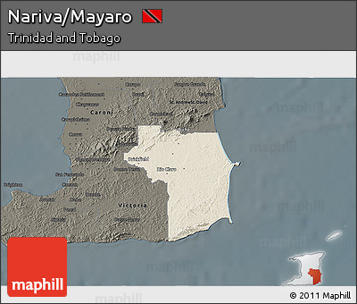Shaded Relief 3D Map of Nariva/Mayaro, darken