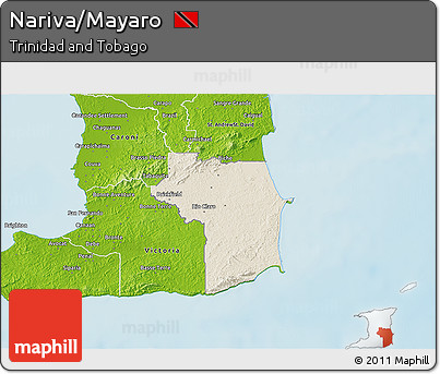 Shaded Relief 3D Map of Nariva/Mayaro, physical outside