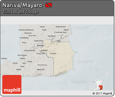 Shaded Relief 3D Map of Nariva/Mayaro, semi-desaturated