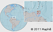 Gray Location Map of Nariva/Mayaro, within the entire country, hill shading