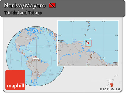 Gray Location Map of Nariva/Mayaro, highlighted country
