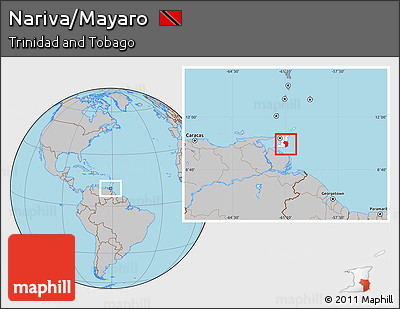 Gray Location Map of Nariva/Mayaro, highlighted country