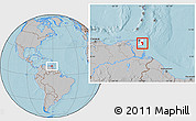 Gray Location Map of Nariva/Mayaro, highlighted country, hill shading