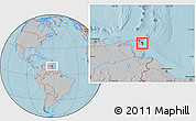 Gray Location Map of Nariva/Mayaro, hill shading