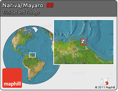 Satellite Location Map of Nariva/Mayaro, highlighted country