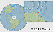 Savanna Style Location Map of Nariva/Mayaro, within the entire country, hill shading