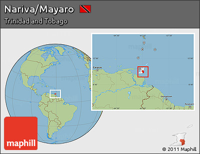 Savanna Style Location Map of Nariva/Mayaro, highlighted country