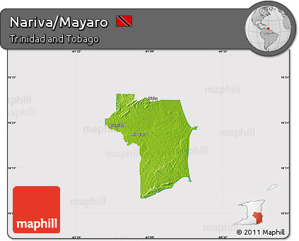 Physical Map of Nariva/Mayaro, cropped outside