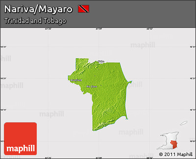 Physical Map of Nariva/Mayaro, cropped outside