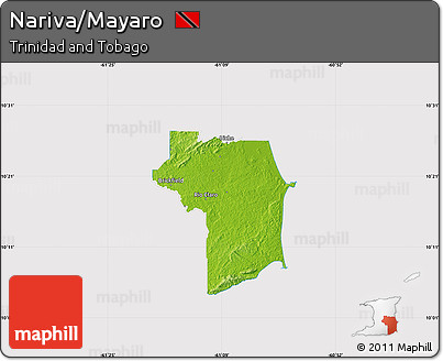 Physical Map of Nariva/Mayaro, cropped outside