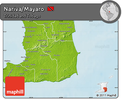 Physical Map of Nariva/Mayaro