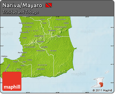Physical Map of Nariva/Mayaro