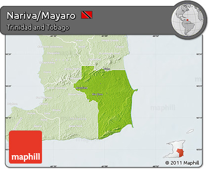 Physical Map of Nariva/Mayaro, lighten