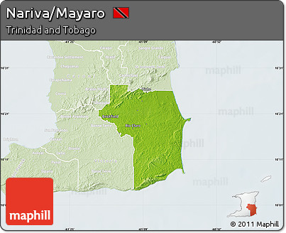 Physical Map of Nariva/Mayaro, lighten