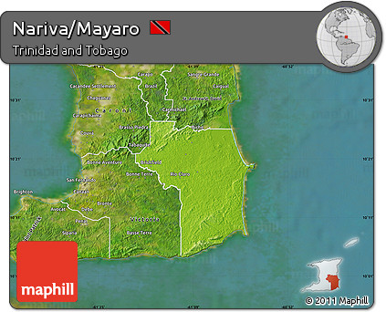 Physical Map of Nariva/Mayaro, satellite outside