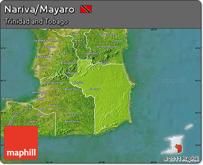 Physical Map of Nariva/Mayaro, satellite outside