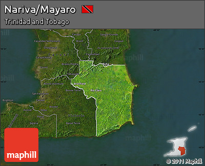 Satellite Map of Nariva/Mayaro, darken