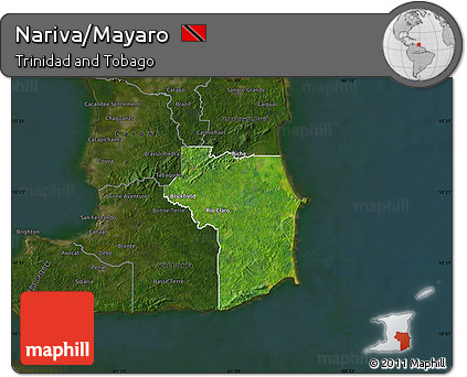 Satellite Map of Nariva/Mayaro, darken