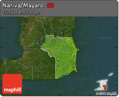 Satellite Map of Nariva/Mayaro, darken