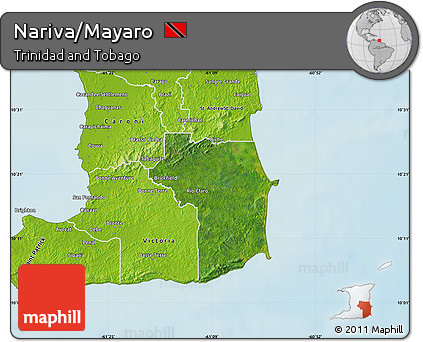 Satellite Map of Nariva/Mayaro, physical outside