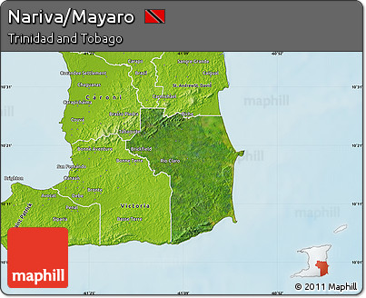 Satellite Map of Nariva/Mayaro, physical outside