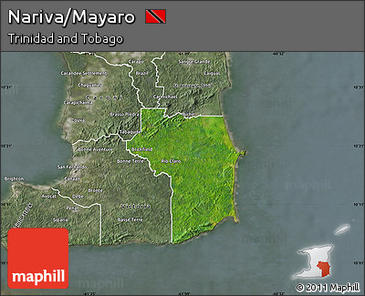 Satellite Map of Nariva/Mayaro, semi-desaturated