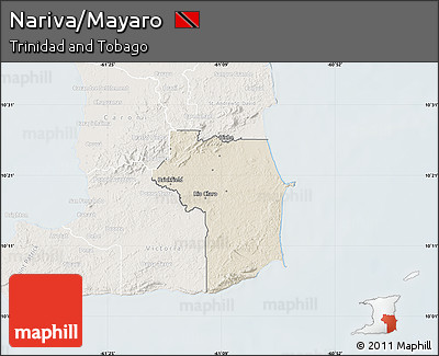 Shaded Relief Map of Nariva/Mayaro, lighten